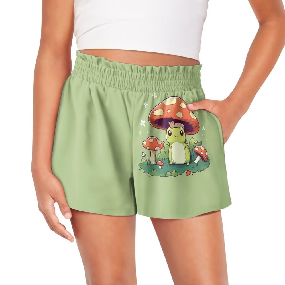 Tongluoye Cute Mushroom Frog Shorts for Girls 6-12 Months Summer Shorts Casual Loose Fit Shorts with Pockets High Waisted Athletic Shorts for Running,Workout,Swimming,Dance Kids Clothes Outfit