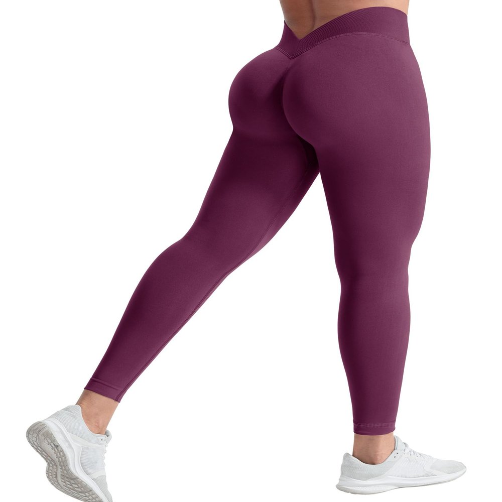 YEOREO Liz Scrunch Workout Leggings for Women High Waisted Butt Lifting V Back Waist Seamless Gym Yoga Leggings Grape Purple XS