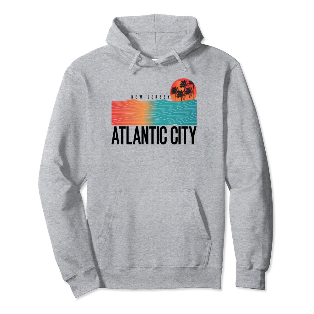 Atlantic City New Jersey Men Surfing Women Pullover Hoodie