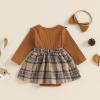 Mubineo Baby Girl Clothes Cute Romper Dress Outfits Ruffle Lace Long Sleeve Skirt Set Fall Winter Infant Newborn Outfit (Brown, 6-9 Months) view 4