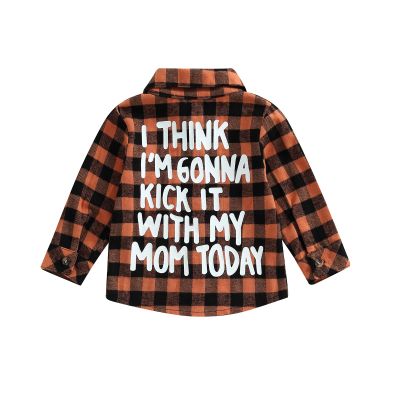 Toddler Baby Fall Clothes Boy Girl Plaid Jacket Button Down Flannel Shirts Coat Festival Outfits for Kids (Orange,1-2T)