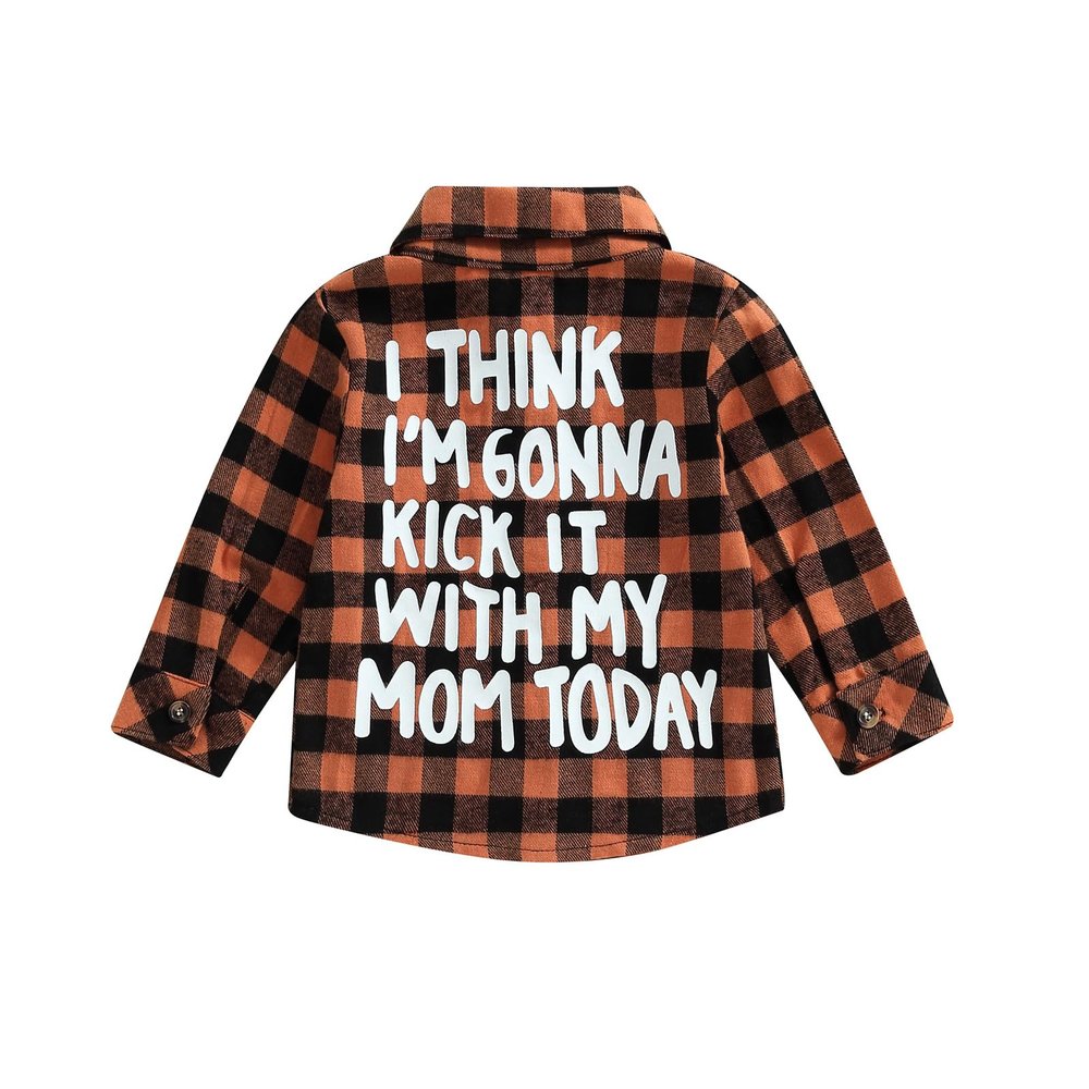 Toddler Baby Fall Clothes Boy Girl Plaid Jacket Button Down Flannel Shirts Coat Festival Outfits for Kids (Orange,1-2T)