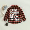 Toddler Baby Fall Clothes Boy Girl Plaid Jacket Button Down Flannel Shirts Coat Festival Outfits for Kids (Orange,1-2T) view 3