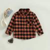 Toddler Baby Fall Clothes Boy Girl Plaid Jacket Button Down Flannel Shirts Coat Festival Outfits for Kids (Orange,1-2T) view 4