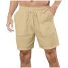 Generic Men's Linen Shorts Loose Casual Elastic Waist Drawstring Summer Soild Color Beach Shorts with Pockets Outdoor Fashion Khaki, 5X-Large view 2