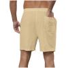 Generic Men's Linen Shorts Loose Casual Elastic Waist Drawstring Summer Soild Color Beach Shorts with Pockets Outdoor Fashion Khaki, 5X-Large view 4