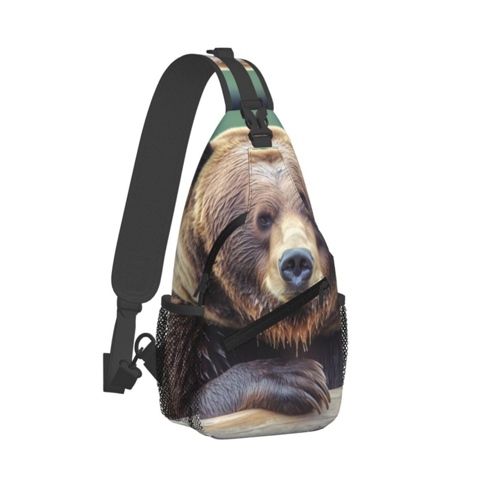 Sling Bag for Women Men Cross Chest Bag Grizzly bear Sling Backpack Crossbody Shoulder Bag Fanny Pack Daypack