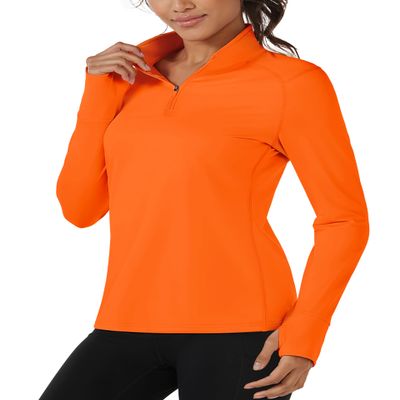 TACVASEN Women's Quarter Zip Sweatshirt Fleece Pullover Thermal Shirt Active Long Sleeve Tops Orange,2XL
