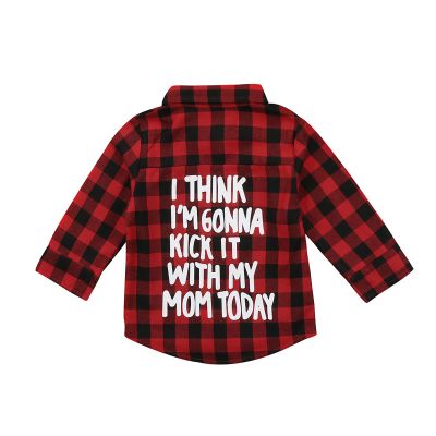 Toddler Baby Fall Clothes Boy Girl Plaid Jacket Button Down Flannel Shirts Coat Festival Outfits for Kids (Red Black,6-12Months)