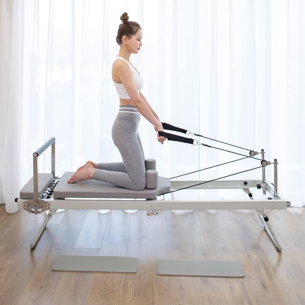 Pilates Reformer,Foldable Pilates Reformer Machine Equipment with 5 Latex tube,Home Gym Pilates Workout Machine for Exercise Your Arms,Back,Chest,Abdomen,Hips