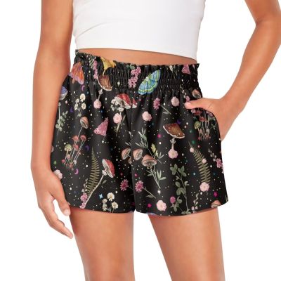 SCRAWLGOD Mushrooms Girls Shorts Size 5-6 Flower Kids Summer High Waist Butterfly Shorts for Toddler Girls Flowy Athletic Running Shorts School Quick Dry 2 in 1 Sports Skirts Elastic