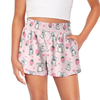 SCRAWLGOD Koala Girls Shorts Size 7-8 Strawberry Girls Butterfly Shorts for Little Kids Summer Flowy Athletic Shorts High Waist Preppy Running Shorts Heart Biker Shorts with Pockets Sports