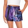 SCRAWLGOD Galaxy Wolf Girls Shorts Size 6-12 Months Butterfly Shorts for Toddler Girls Flowy Athletic Shorts with Spandex Liner Summer Beach Running Shorts Kids Quick Dry 2 in 1 Sports Skirts view 1