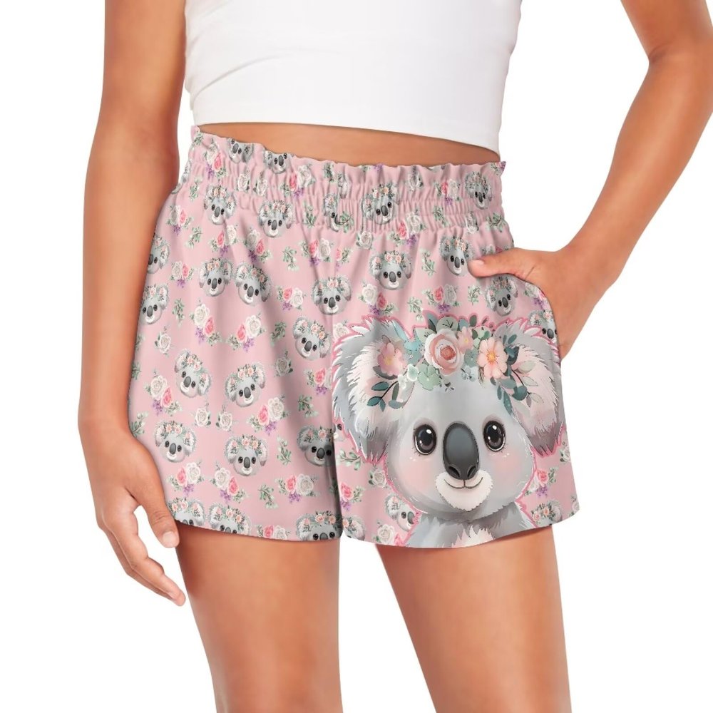 SCRAWLGOD Koala Girls Shorts Size 6-12 Months Flower Girls' Athletic Shorts Flowy Shorts for Toddler Gilrs Butterfly Athletic Shorts Kids Summer High Waist Running Shorts with Pockets Breathable