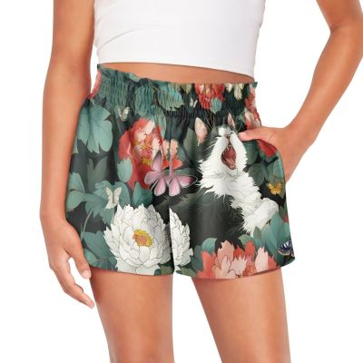 SCRAWLGOD Cat Girls Shorts Size 2T Girls Flowy Shorts with Pockets 2 in 1 High Waist Butterfly Shorts for Toddler Girls Athletic Runnung Shorts Flower School Kids Sports Training Outfits