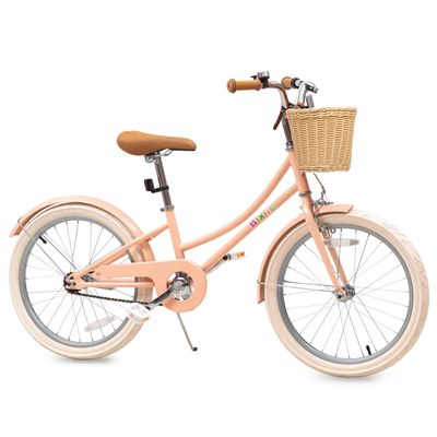 Bixike Retro Design Girls Bike with Basket and Coaster Brake for 3-13 Years Old Kids, 14 16 18 Inch Cruiser Bicycle for Toddlers with Training Wheels, 20 24 28 Inch with Kickstand, Multiple Colors