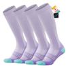 BRISIRA Coolmax Compression Socks for Women 2 Pairs Knee High 15-20 mmHg Anti-Blister Arch Support for Nurse Pregnancy Flying