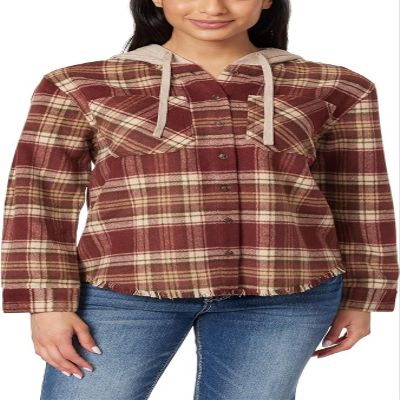 WallFlower Casual Fleece and Plaid Shackets Jackets Juniors for Women, Soft Button-Down, Rose Taupe, Medium