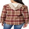 WallFlower Casual Fleece and Plaid Shackets Jackets Juniors for Women, Soft Button-Down, Rose Taupe, Medium view 3