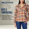 WallFlower Casual Fleece and Plaid Shackets Jackets Juniors for Women, Soft Button-Down, Rose Taupe, Medium view 4
