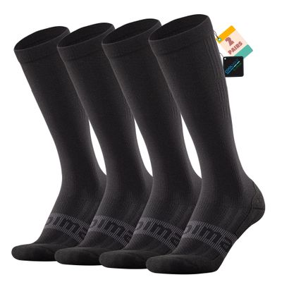 BRISIRA Coolmax Compression Socks for Women 2 Pairs Knee High 15-20 mmHg Anti-Blister Arch Support for Nurse Pregnancy Flying