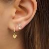 925 Sterling Silver Heart Dangle Earrings for Women,14K Gold Plated Dainty Love Heart Dangle Drop Earrings to Daughter Mother Cute Huggie Hoop Earring Hypoallergenic Birthday Wedding Jewelry Gifts(Gold) view 3