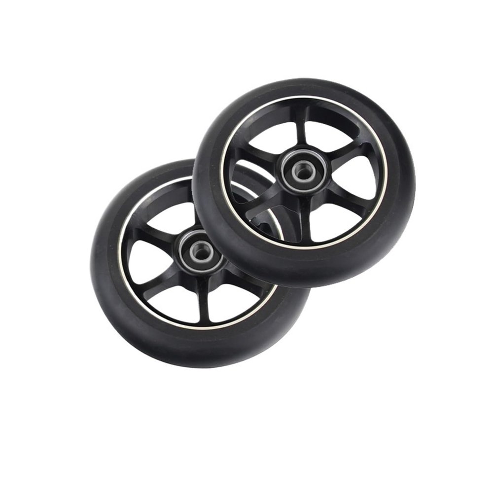 DNRJEWTA 100mm Scooter Wheels Replacement with Bearings Aluminum PU Stunt Scooter Parts Kick Scooter Accessories 2PC(110 Black 6X)
