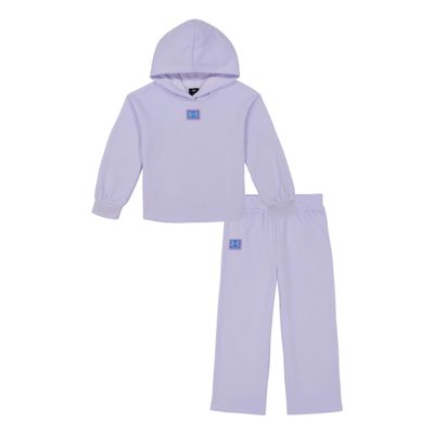 Under Armour Girls' 2-piece Fleece Sweatshirt and Sweatpants Set, Soft & Comfortable, Salt Purple Rival, 5