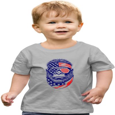 3T Oxford Toddler Bigfoot USA Bandana & Sunglasses July 4th Sasquatch Toddler T-Shirt