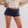NUFIWI Womens Ruffle Lace Bloomers Cute Lolita Floral Mesh Layered Shorts Y2k Sexy Micro Bottoms Fairy Pettipants(Basic Dark Blue,M) view 2