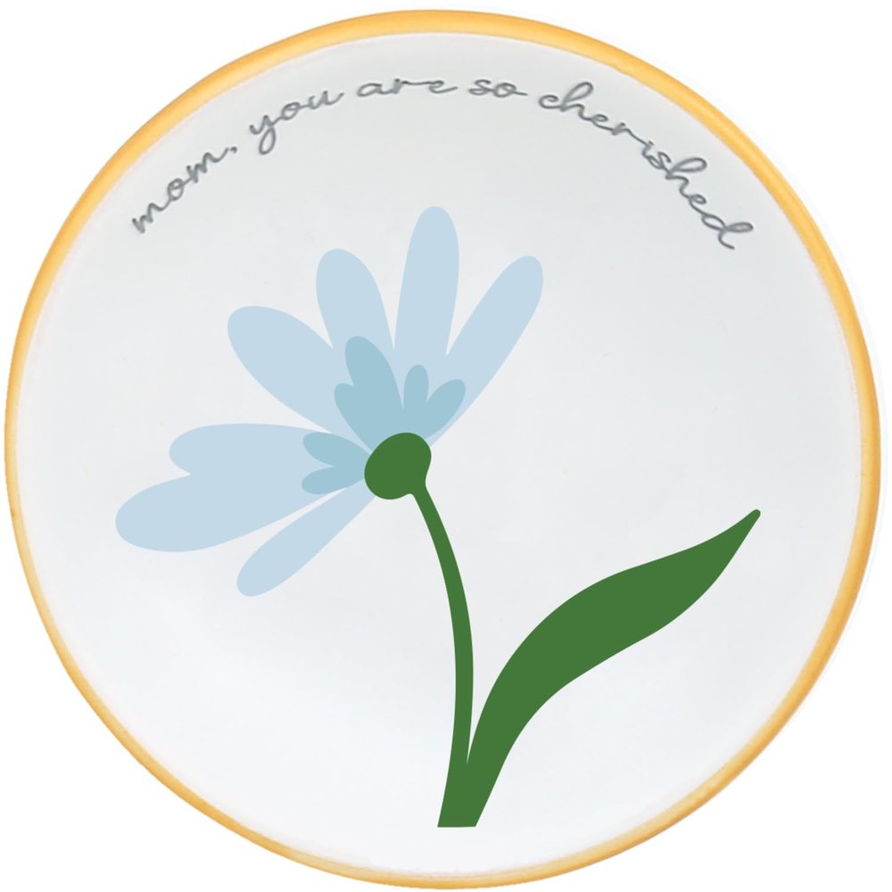 Pavilion Gift Company - Mom - 2.5" Mini Jewelry Dish Keepsake Catchall Desk Tray for Mommy Mama Mother from Daughter Son Kids