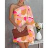 NineFit Basics Women'S One Shoulder Batwing Cape Mini Dress Fashion Casual Colorblock Loose Party Dress Cocktail Sundress Tunic Dresses (Medium,Orange) view 3