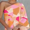 NineFit Basics Women'S One Shoulder Batwing Cape Mini Dress Fashion Casual Colorblock Loose Party Dress Cocktail Sundress Tunic Dresses (Medium,Orange) view 4
