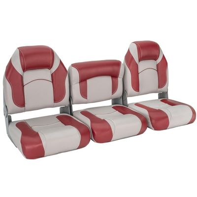 DeckMate 52" High Back Bench Seat Set - Light Gray and Red