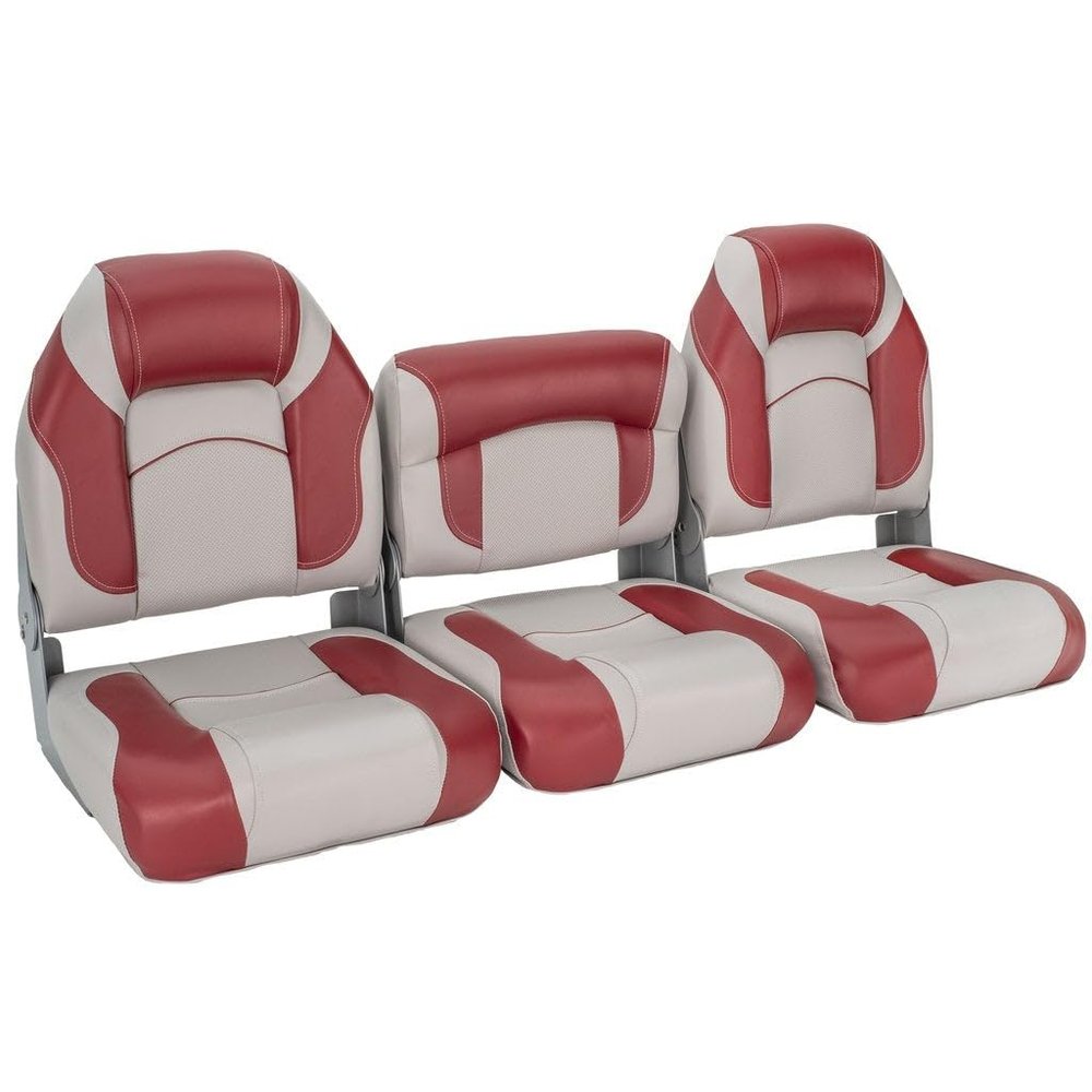DeckMate 52" High Back Bench Seat Set - Light Gray and Red