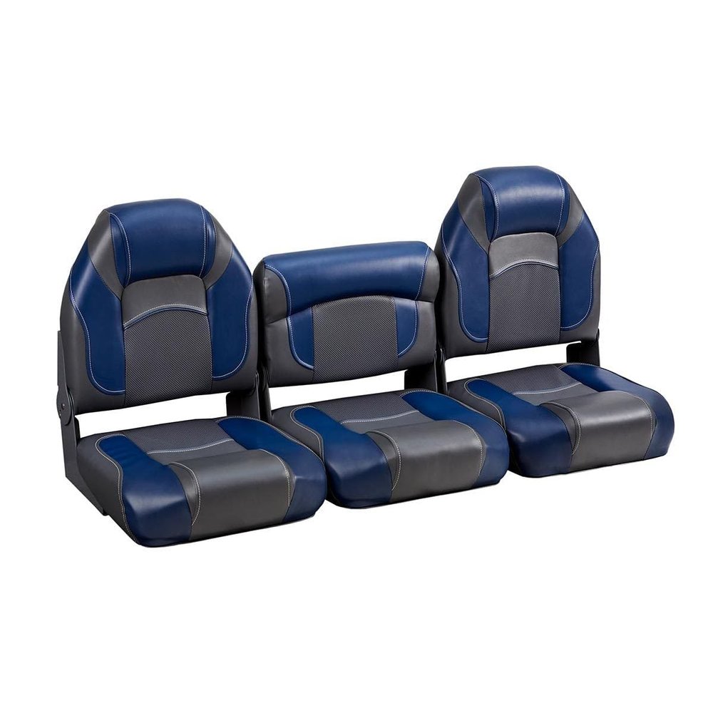 DeckMate 52" High Back Bench Seat - Charcoal and Blue