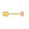 14k REAL Yellow Gold Peg Head Set 3mm Pink Star Solitaire CZ Stud Earrings with Screw Back view 3