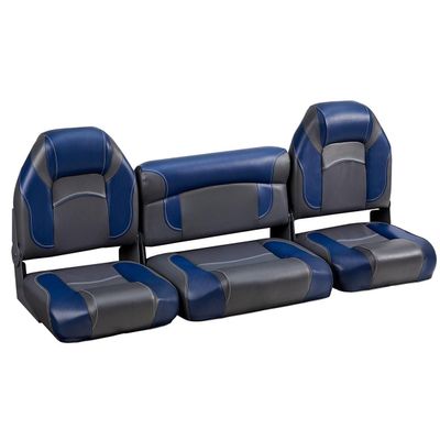 DeckMate 59" Bass Boat Bench Seat Set - Charcoal and Blue