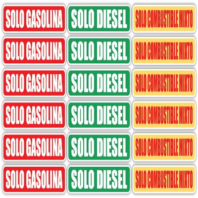 Solo Gasolina Solo Diesel Solo Combustible Mixto Diesel Gasoline Mixed Fuel Only Spanish Warning Calcomanas de Combustible | Pegatinas | Etiquetas para camiones | Marcadores de vinilo Verdes