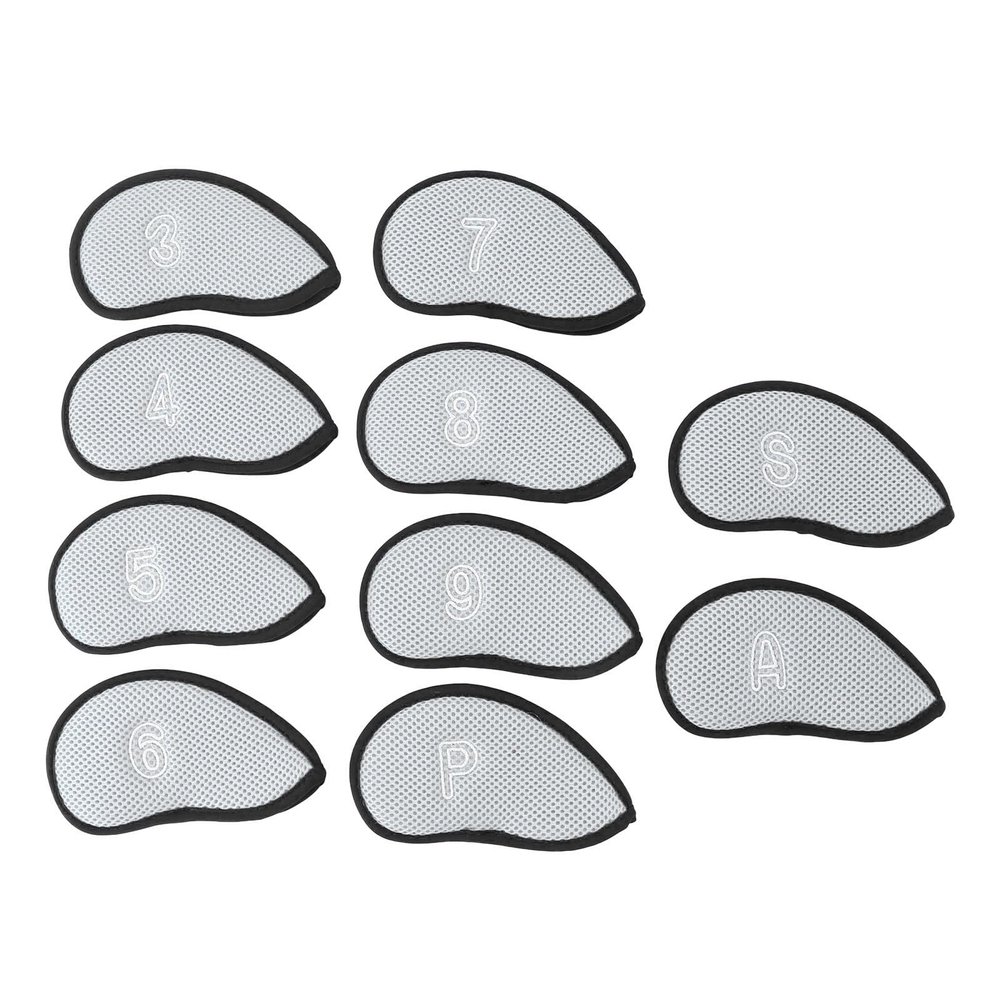 10pcs Golf Iron Covers,Breathable Meshy Golf Iron Covers Set with Magic Tape,Soft Lining Protective Golf Iron Covers Set Fit Most Irons (3)