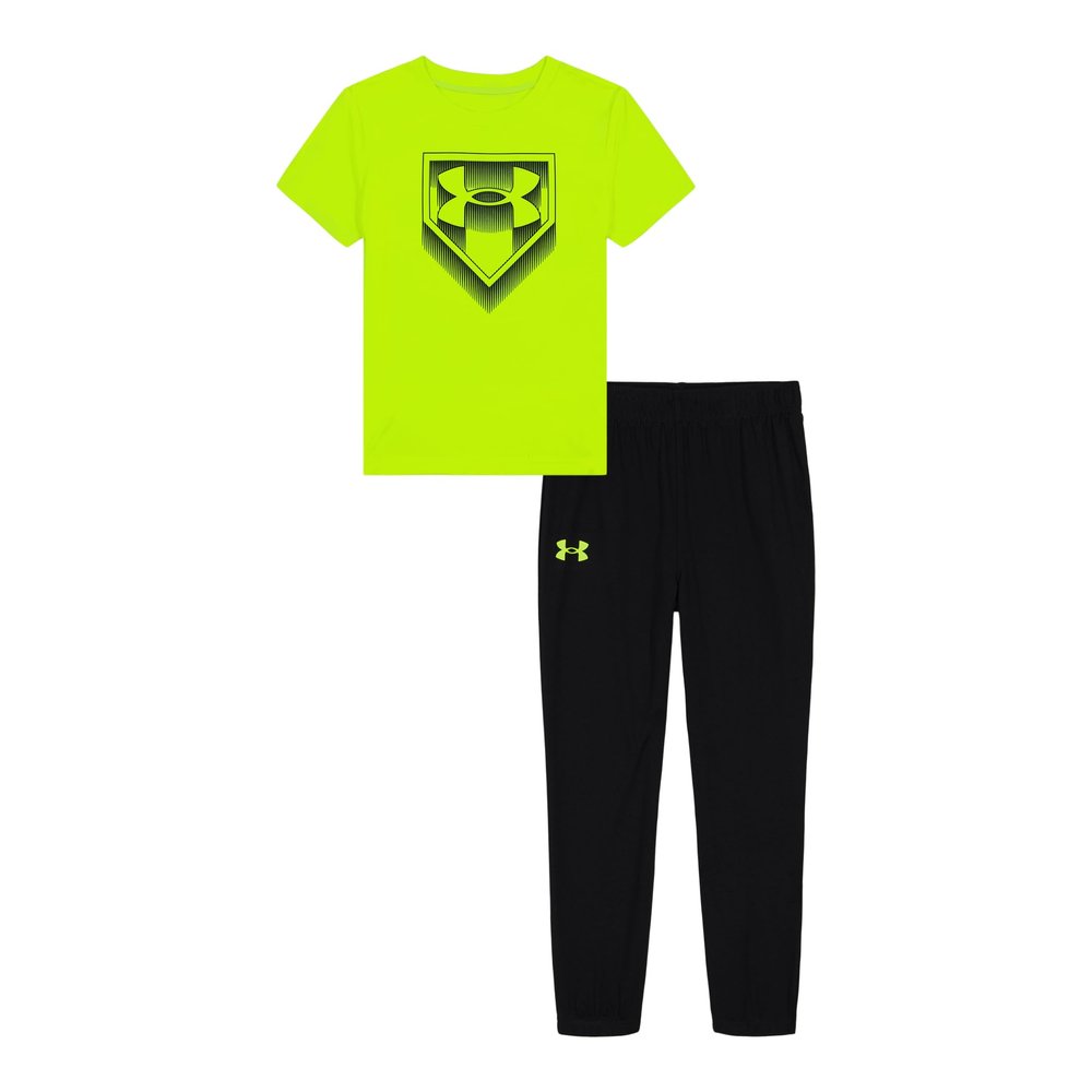 Under Armour Boys' 2-Piece Short Sleeve Graphic T-Shirt and Joggers Set, Vis Yellow Tech, 2T
