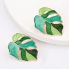 Bohemian Green Leaf Earrings Enamel Jewelry Monstera Leaves Plant Pendant Drop Dangle Earrings for Women - Green view 2