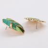Bohemian Green Leaf Earrings Enamel Jewelry Monstera Leaves Plant Pendant Drop Dangle Earrings for Women - Green view 4