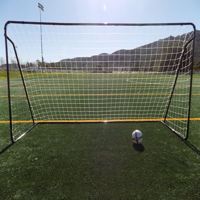 Vallerta 12 x 6 Ft. Black Galvanized Steel Soccer Goal Set (Two Soccer Goals) Portable Outdoor Training Aid Suited for All Weather Conditions (Black, 12' X 6' Set (2 Goals + 4 Nets))