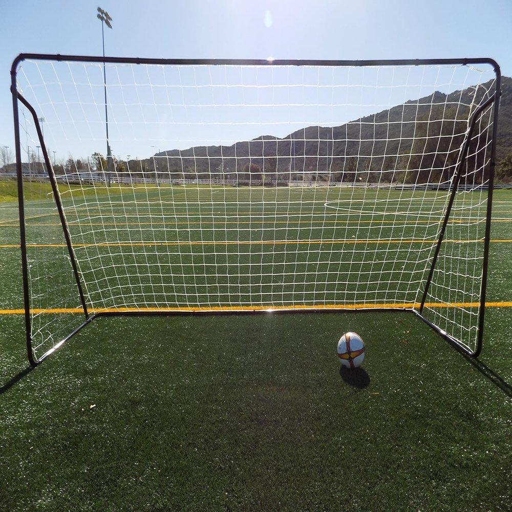 Vallerta 12 x 6 Ft. Black Galvanized Steel Soccer Goal Set (Two Soccer Goals) Portable Outdoor Training Aid Suited for All Weather Conditions (Black, 12' X 6' Set (2 Goals + 4 Nets))