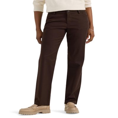 Lee Women's Wrinkle Free Relaxed Fit Straight Leg Pant Espresso 18
