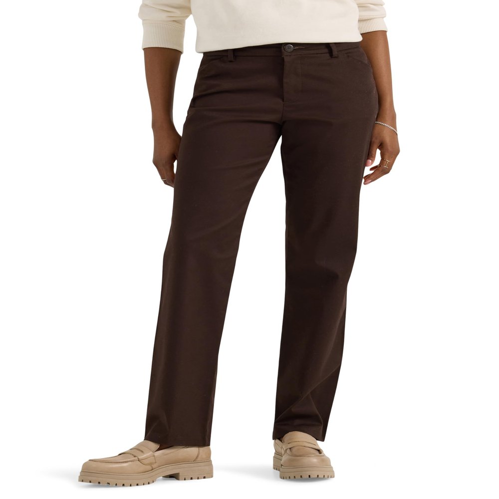 Lee Women's Wrinkle Free Relaxed Fit Straight Leg Pant Espresso 18