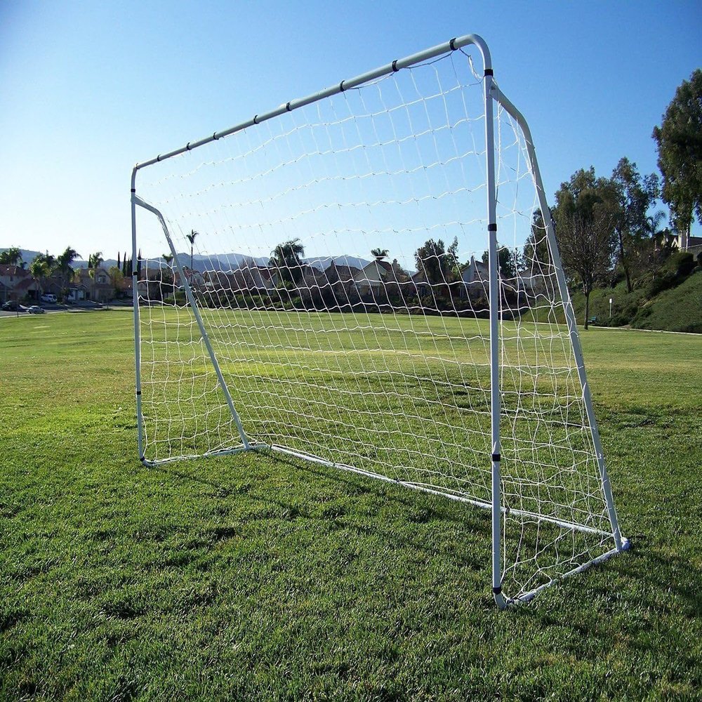Vallerta 12 x 6 Ft. White Galvanized Steel Soccer Goal Set (Two Soccer Goals) Portable Outdoor Training Aid Suited for All Weather Conditions (White, 12' X 6' Set (2 Goals + 2 Nets))