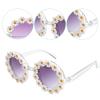 Topbuti Girls Round Daisy Flower Sunglasses Flower Shaped Cute Glasses UV 400 Protection Outdoor Beach Eyewear Girl Boy Gifts (1, White) view 3