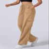 Aleumdr Women's Athletic Sweatpants High Waist Wide Leg Pants Lounge Joggers Baggy Cargo Pants Casual Loose Sweat Pants with Pockets Light Brown XX-Large view 3
